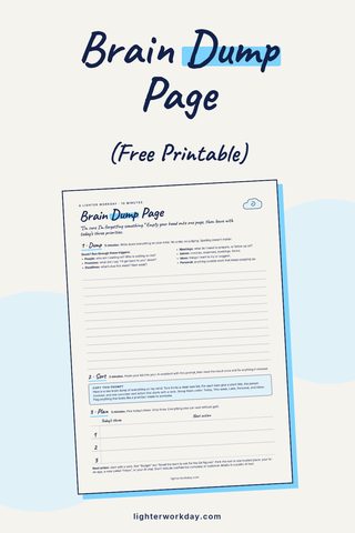 Preview of the Brain Dump Page printable