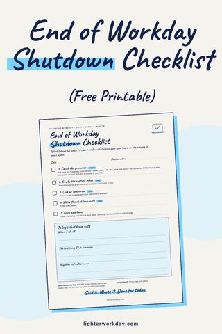 Preview of the End of Workday Shutdown Checklist printable
