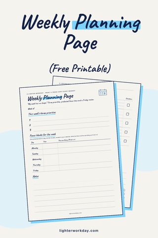 Preview of the Weekly Planning Page printable